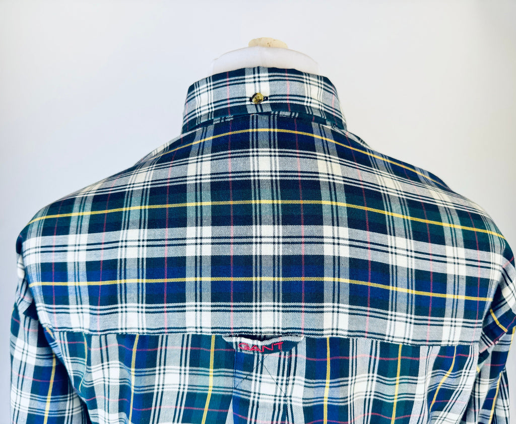 Product image for 'vintage gant heritage twill long sleeve button down blue green plaid shirt size large l' (view d24080)