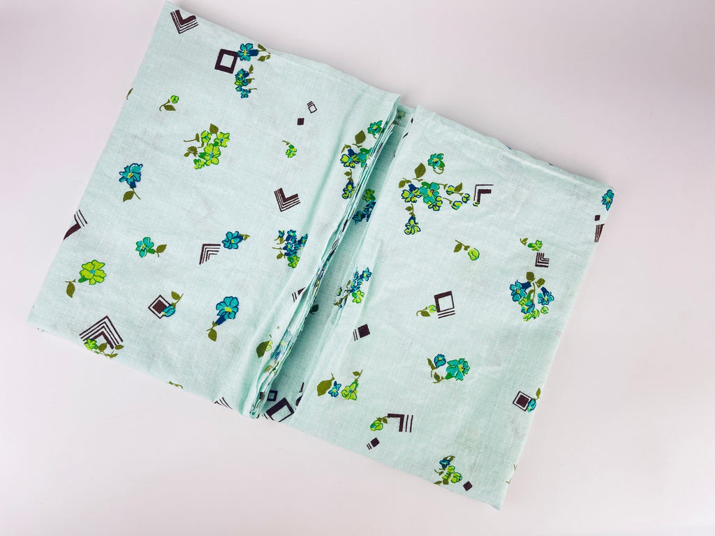 Product image for 'vintage mint green brown floral lightly textured fabric material 41 x 61' (view e2d03d)