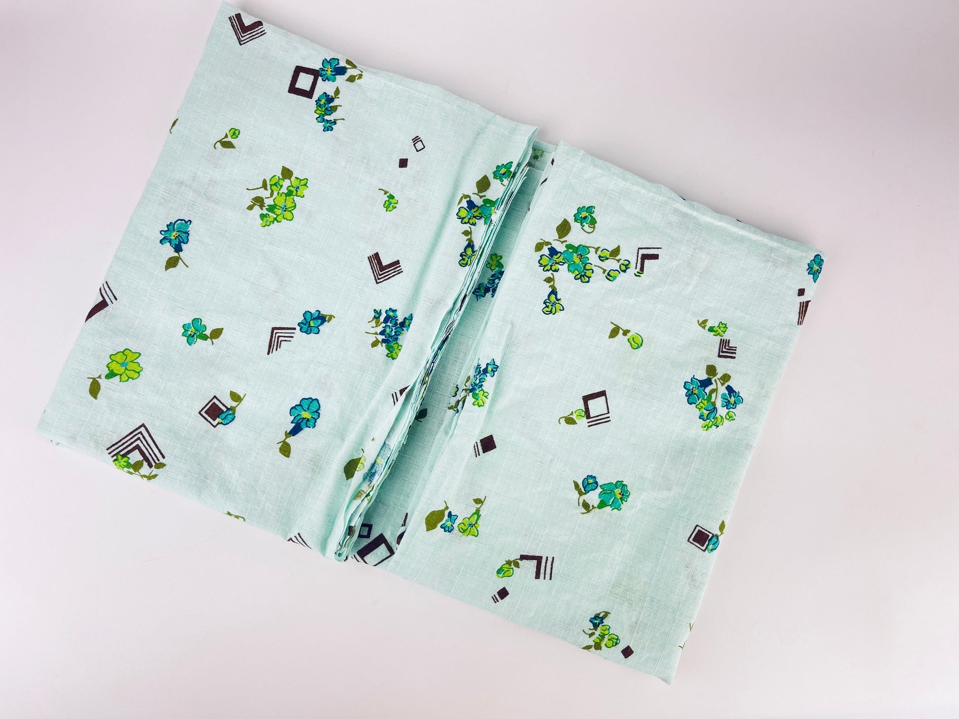 Product image for 'vintage mint green brown floral lightly textured fabric material 41 x 61' (view e2d03d)