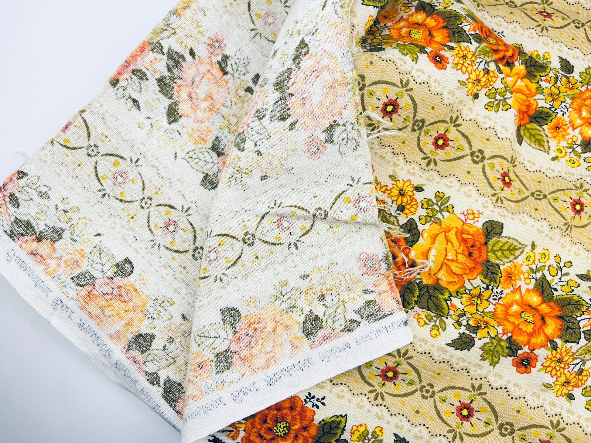 Product image for 'vintage preshrunk floral cotton fabric 43 x 70 house home draperies inc' (view 356ebe)
