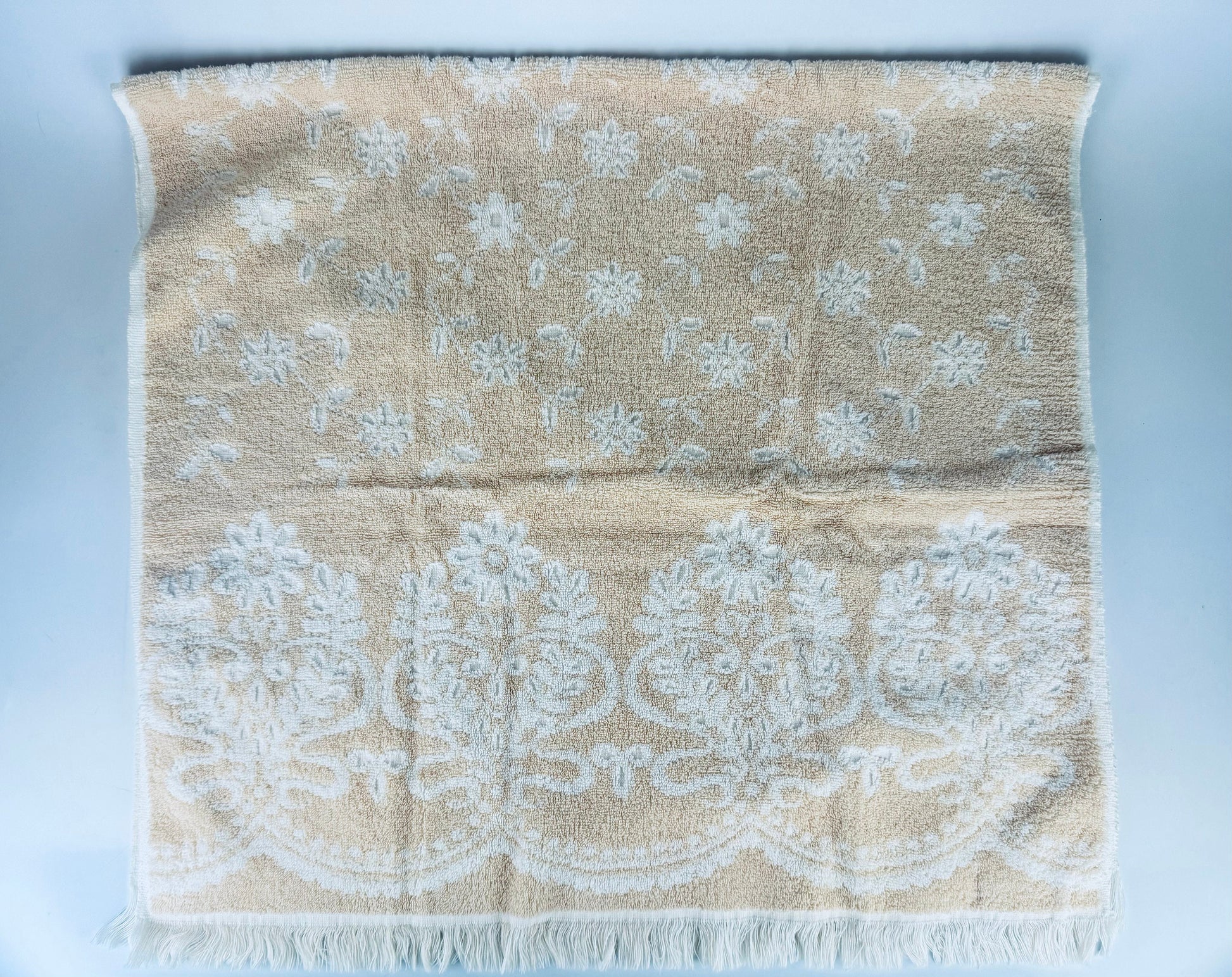 Product image for 'vintage royal family cannon rectangular beige white floral fringe bath towel made in usa cotton polyester blend sold separately' (view 738d7b)