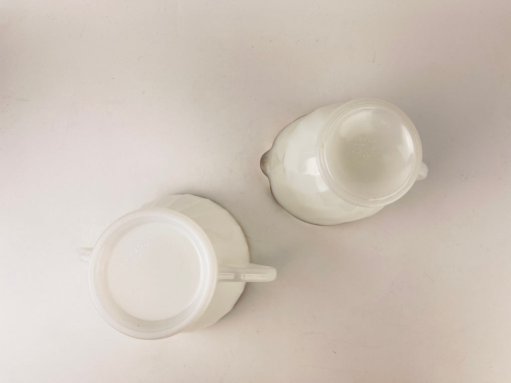 Product image for 'vintage fire king white gold gilt rim milk glass cream sugar bowl made in usa' (view 160624)