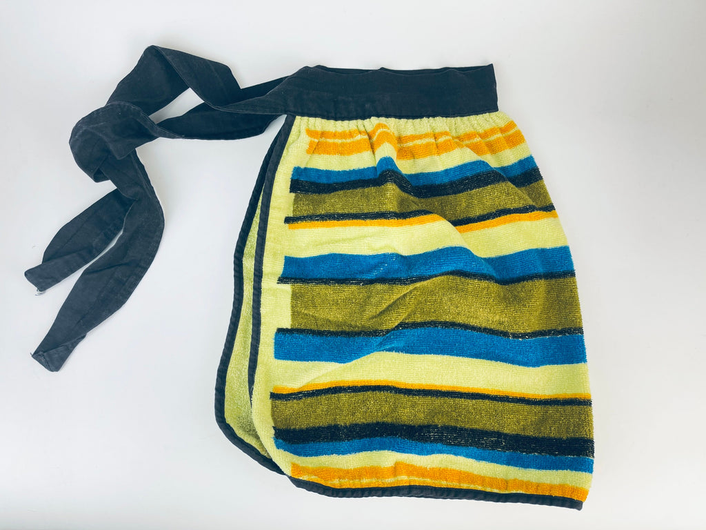 Product image for 'vintage striped green terry cloth towel waist apron black ties' (view c38e95)
