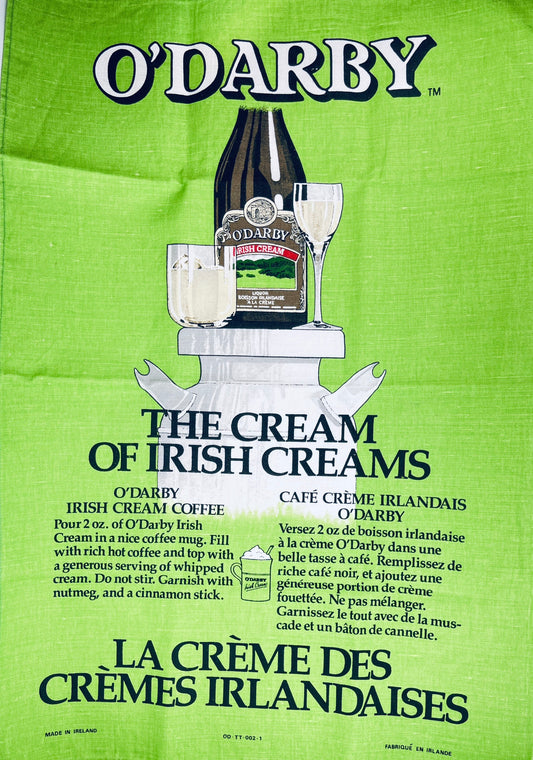 Product image for 'vintage odarby the cream of irish creams linen tea towel statement towel made in ireland en francais' (view bdd4cf)