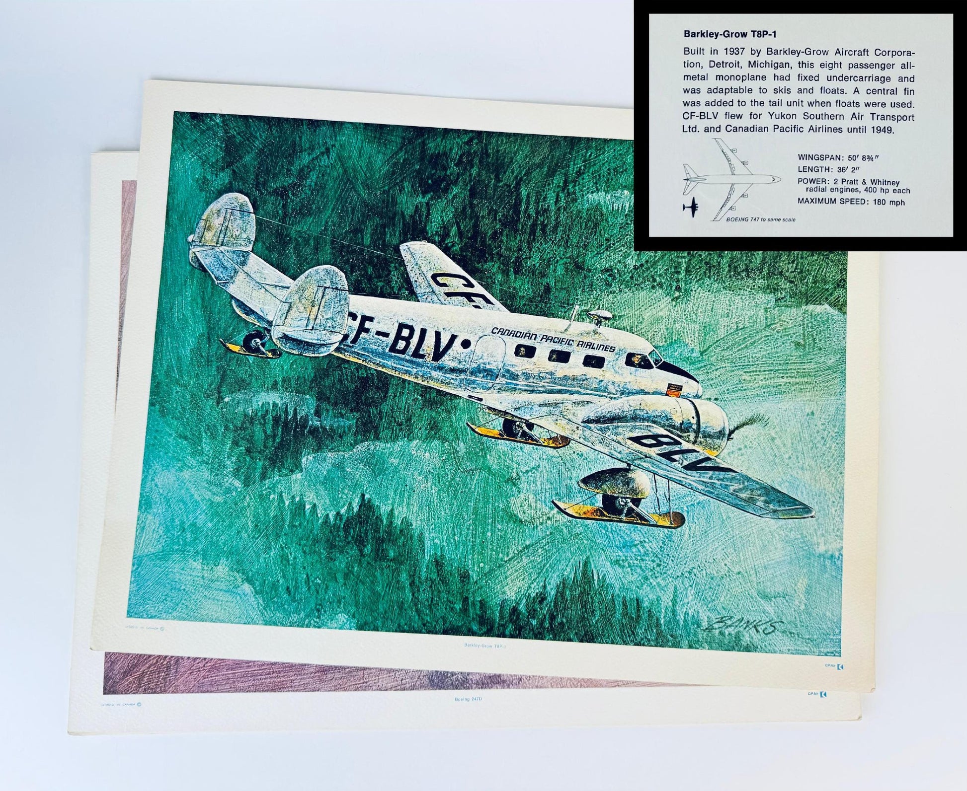 Product image for 'vintage canadian pacific air plane lithographs by robert banks sold separately' (view 44b6f2)