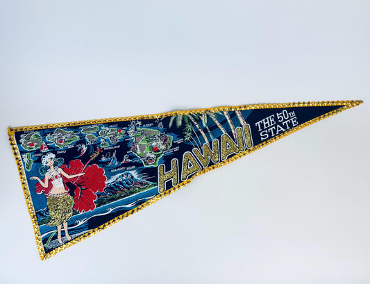 Product image for 'vintage hawaii souvenir the 50th state large tapered pennant wall hanging' (view bebcb5)