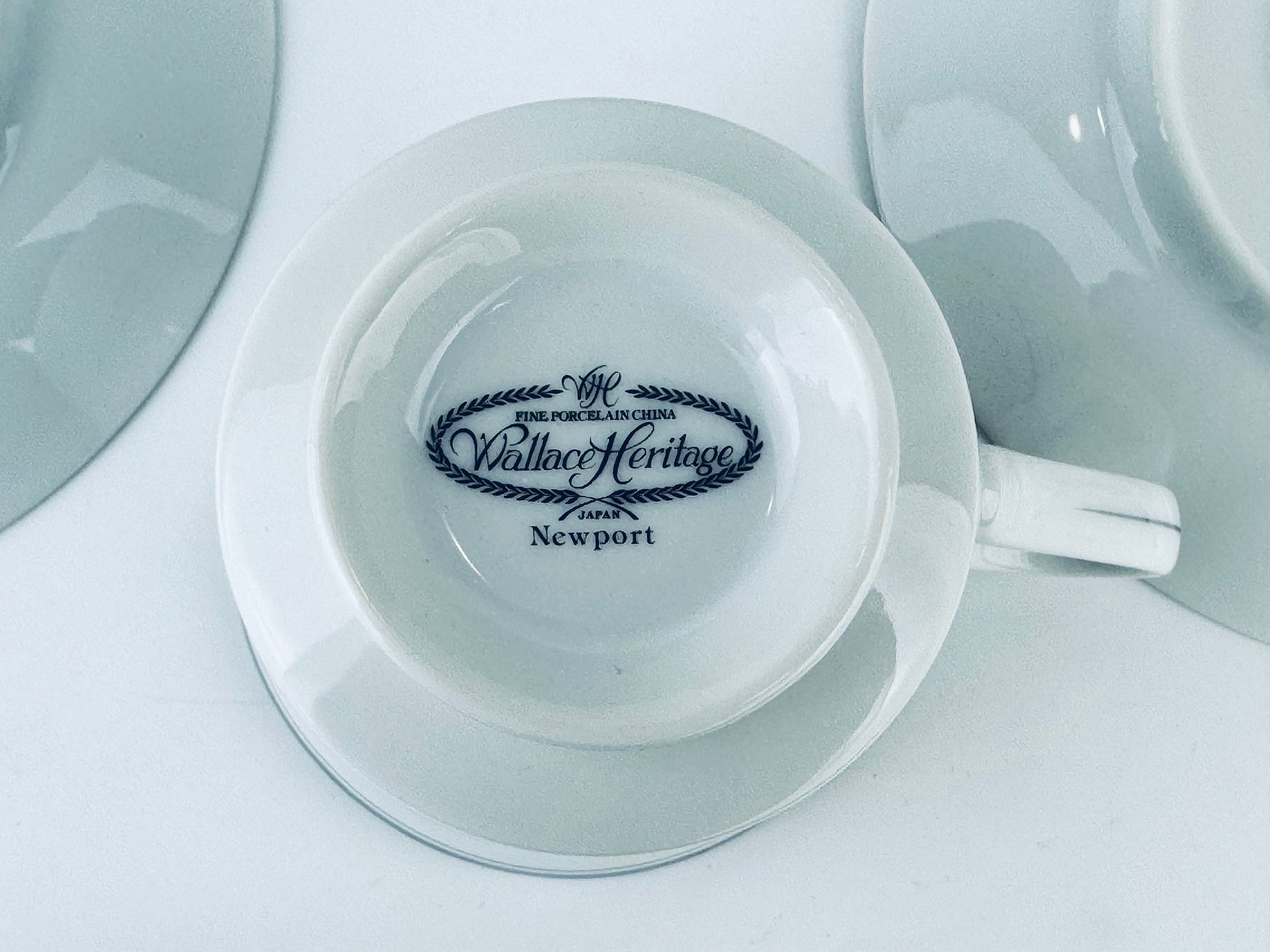 Product image for 'vintage wallace heritage newport white silver fine porcelain china tea cup saucer set of four 4 made in japan' (view 73abf2)