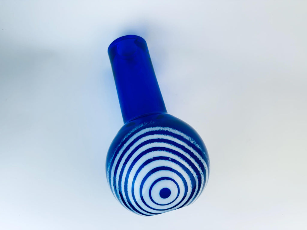 Product image for 'vintage collectible czechoslovakia crystal glass vase cobalt blue white ring design by jan exnar 2002' (view 78df76)