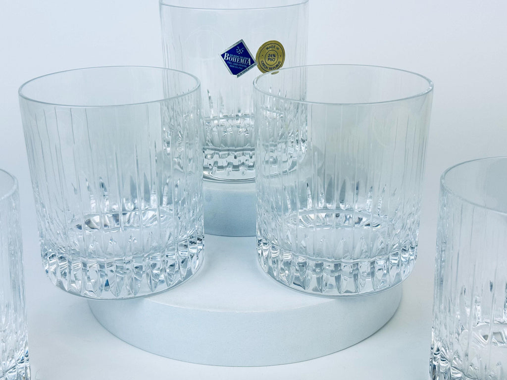 Product image for 'vintage jihlavske sklarny bohemia crystal lowball glasses set of five 5 made in czech republic' (view 848d52)
