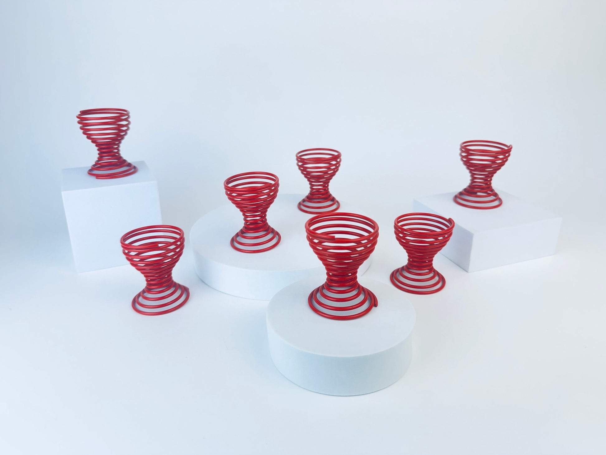 Product image for 'vintage 1980s metal spring egg skelter cup holders sets sold separately' (view 7f375e)