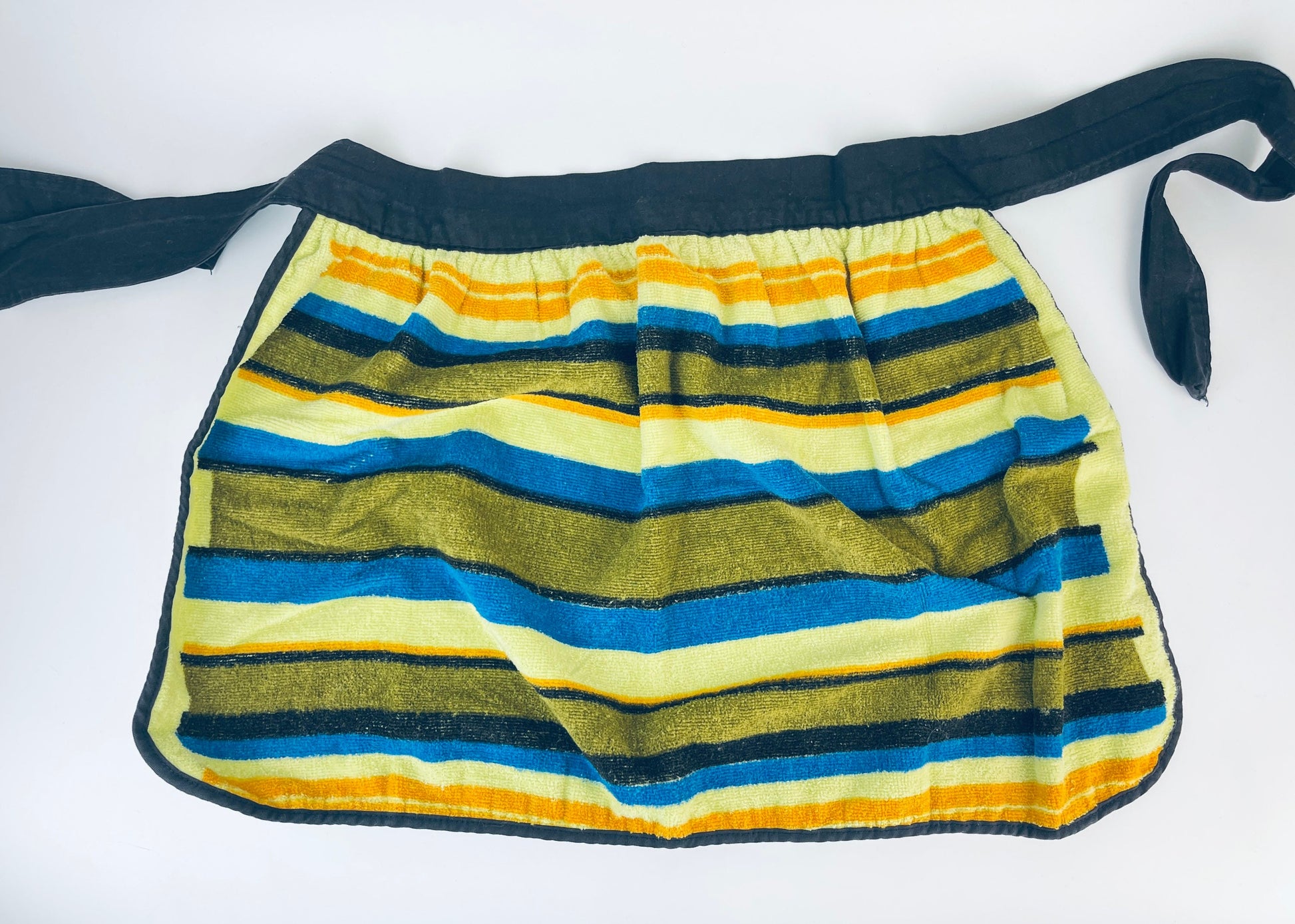 Product image for 'vintage striped green terry cloth towel waist apron black ties' (view 6726b9)