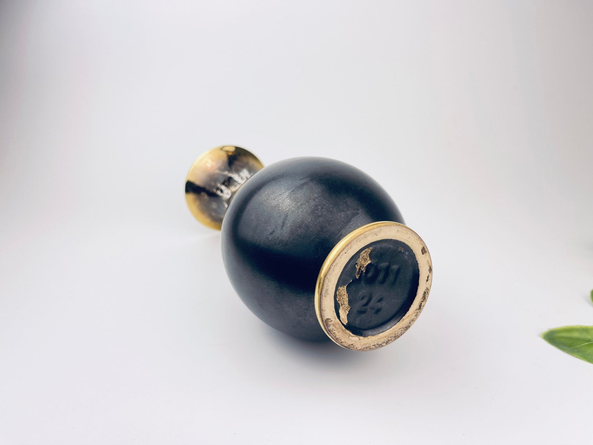 Product image for 'vintage lava brown gold drip glaze bud vase made in germany' (view 7fec12)