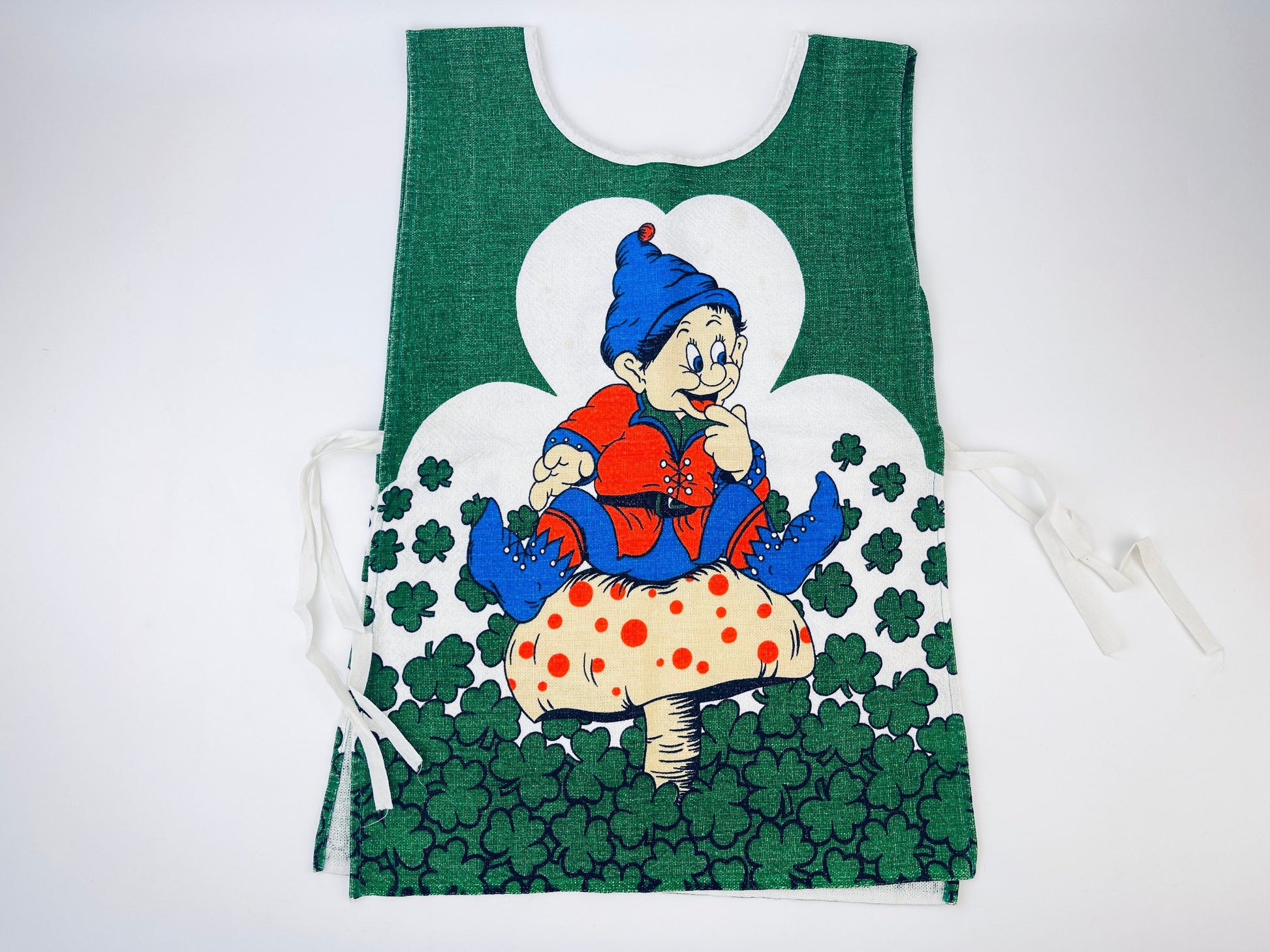 Product image for 'vintage 1970s merry mushroom cotton bib vest whimsical retro charm' (view 5d8b58)