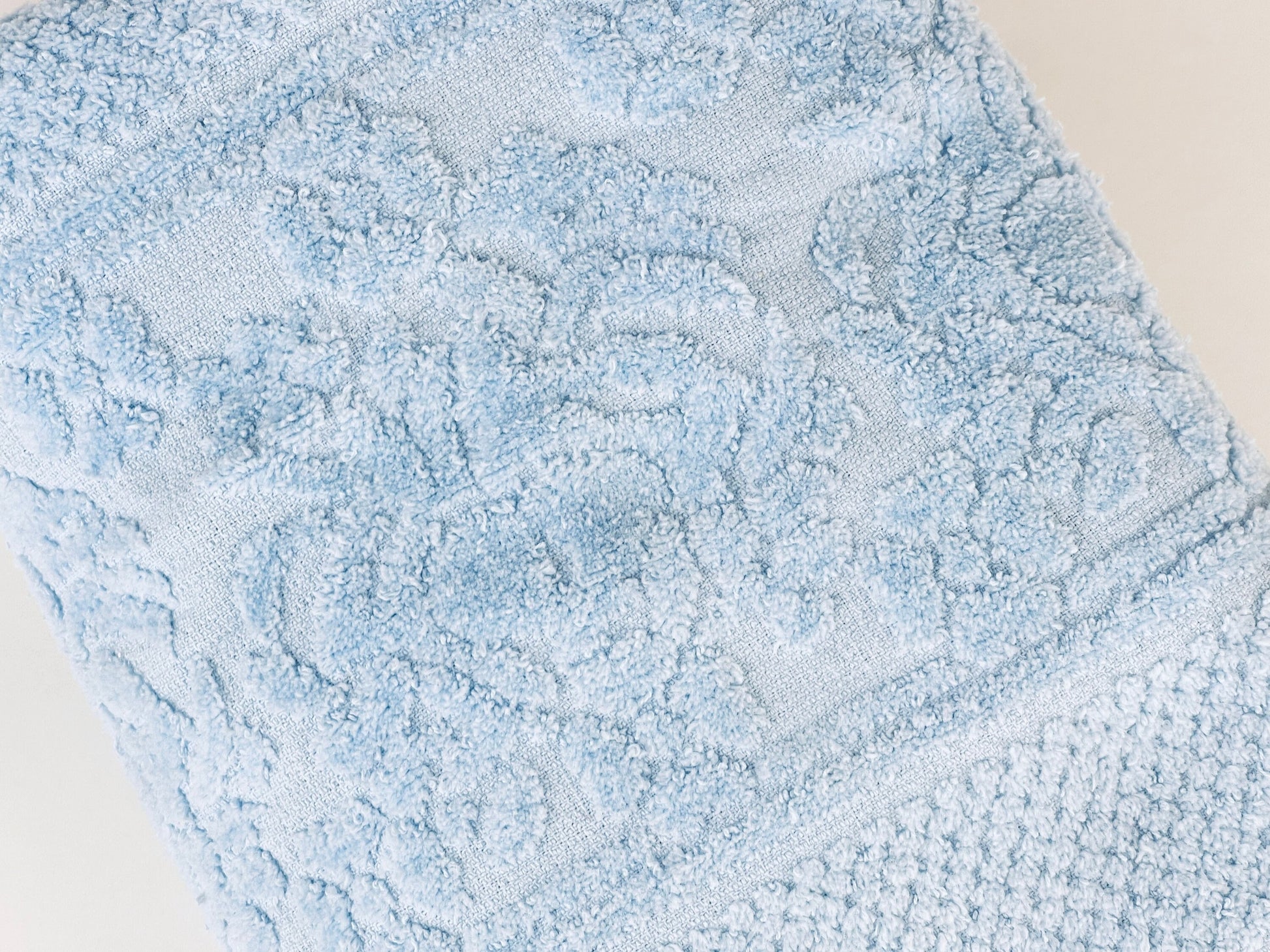 Product image for 'vintage blue textured floral fringe rectangular bath towels cotton polyester blend made in canada sold separately' (view e7a1fc)