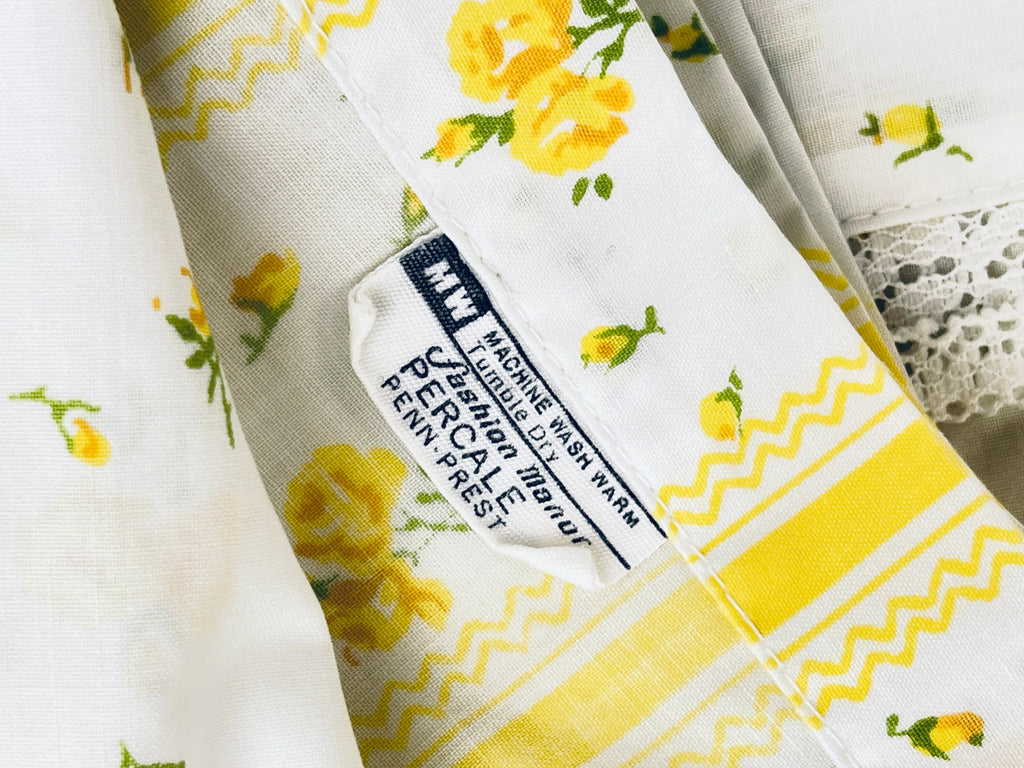 Product image for 'vintage jcpenney double twin bedding sheet set yellow floral lace pattern fashion manor percale penn prest' (view e9a538)
