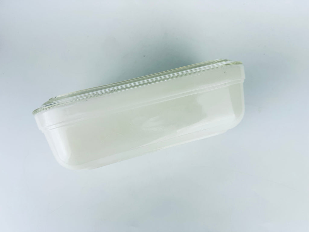 Product image for 'vintage fire king white milk glass refrigerator dish lid made in usa' (view f0023c)