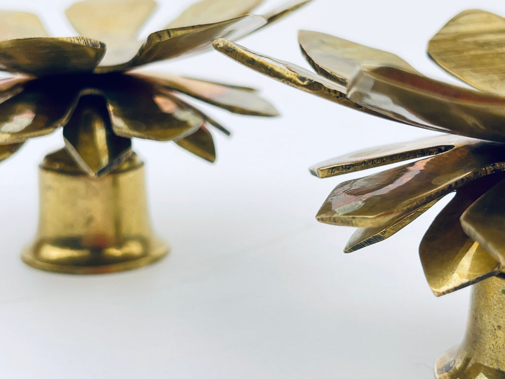 Product image for 'vintage solid brass floral candle holders set of two 2' (view 70eb54)