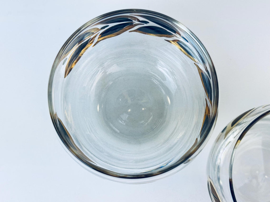Product image for 'vintage federal glass gold laurel leaf roly poly glasses set of two 2' (view a76ee4)