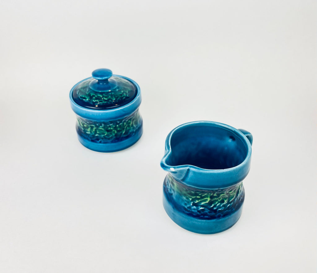 Product image for 'vintage japanese drip glaze cream sugar set blue green ceramic elegance' (view e2b5a9)