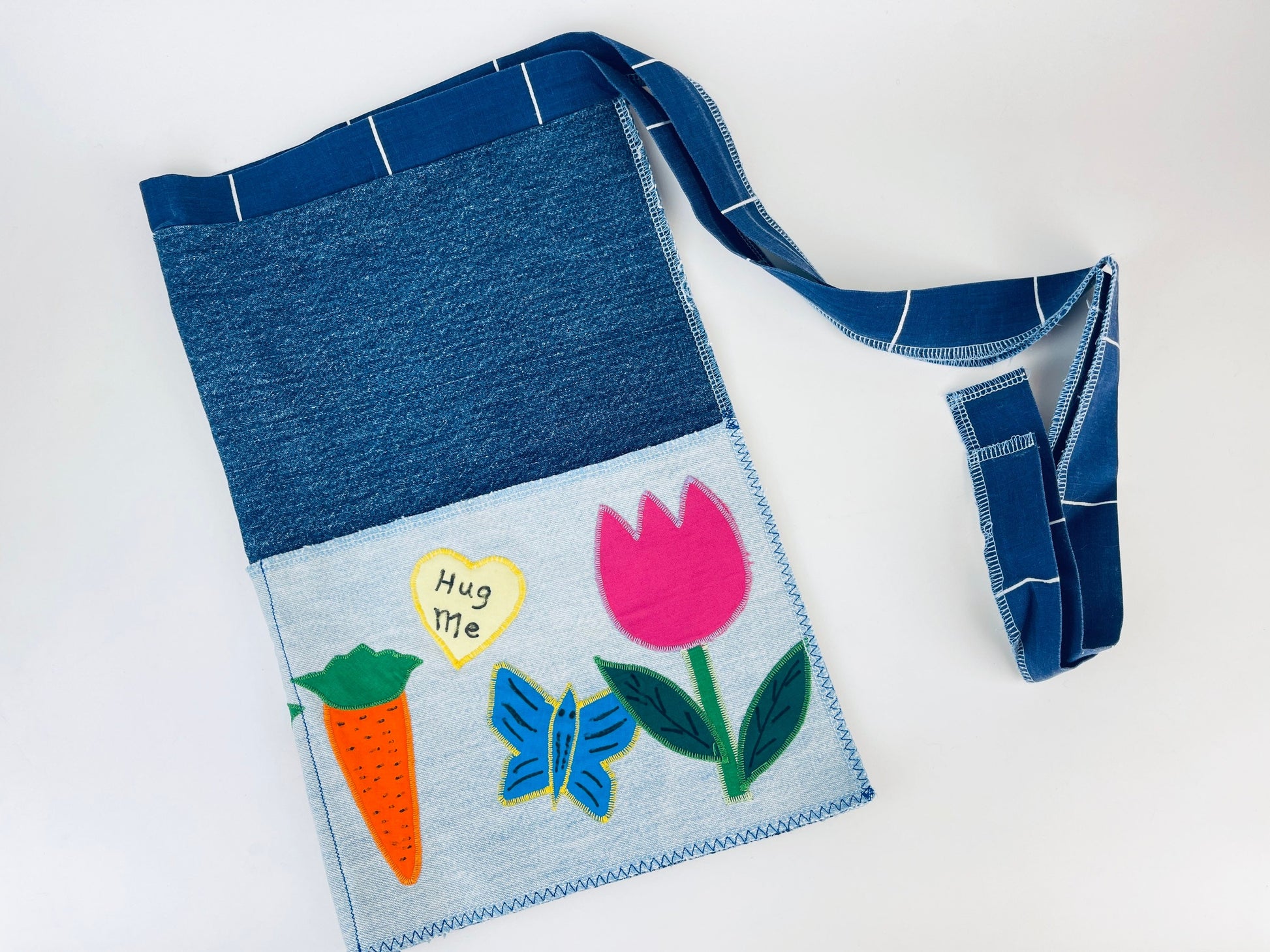 Product image for 'vintage handmade denim gardening waist apron dual front pockets fruit veggie pattern' (view 8666f4)
