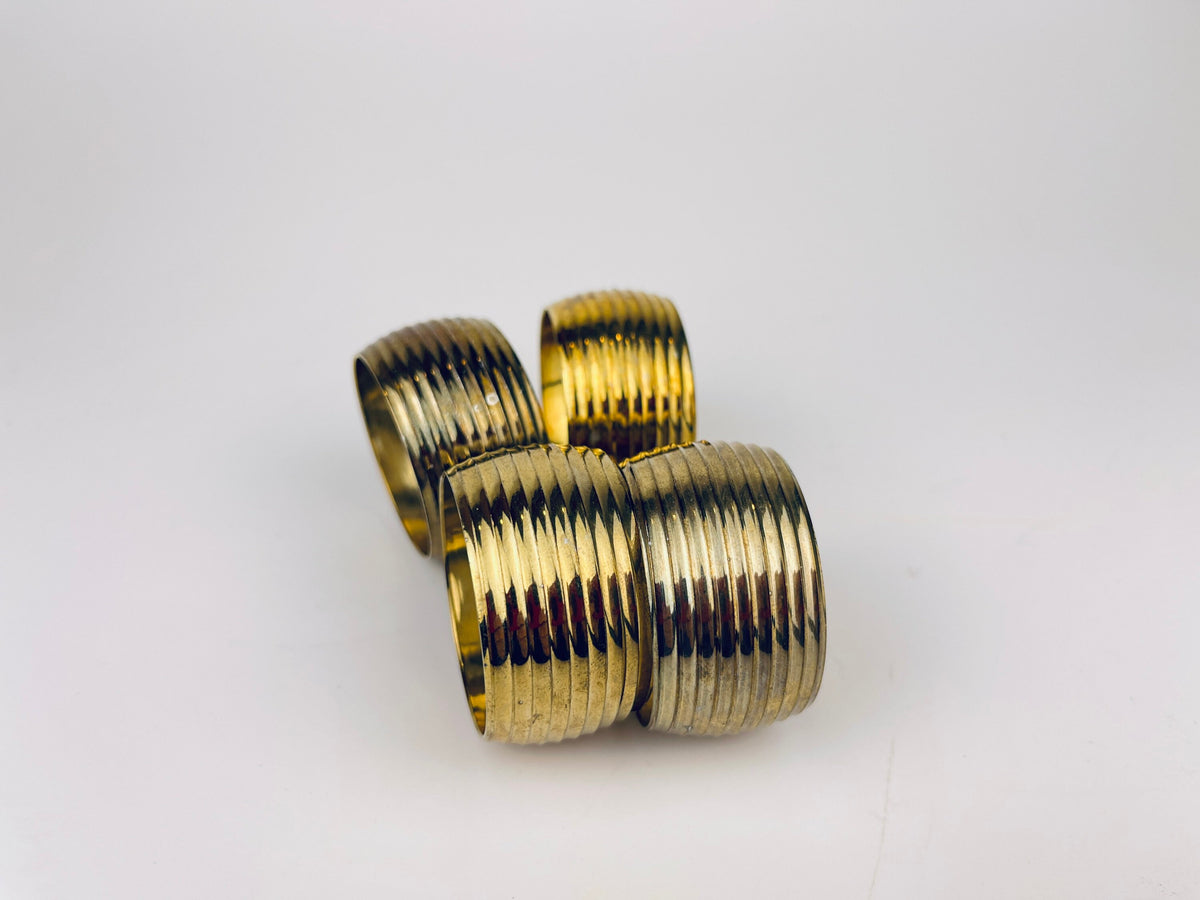 Product image for 'vintage striped brass napkin ring holders set of four 4' (view d29eed)