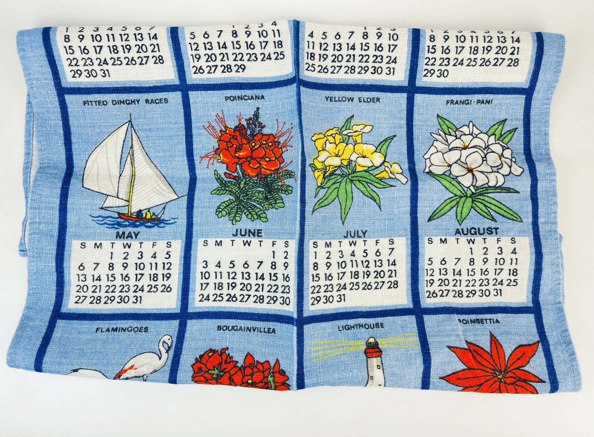 Product image for 'vintage bahamas 1984 calendar tea towel irish linen dunmoy by moygashel' (view 583ebb)