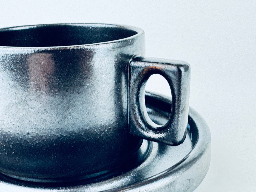 Product image for 'vintage brenne gres de grand feu stoneware coffee mug saucer made in france' (view 670c65)