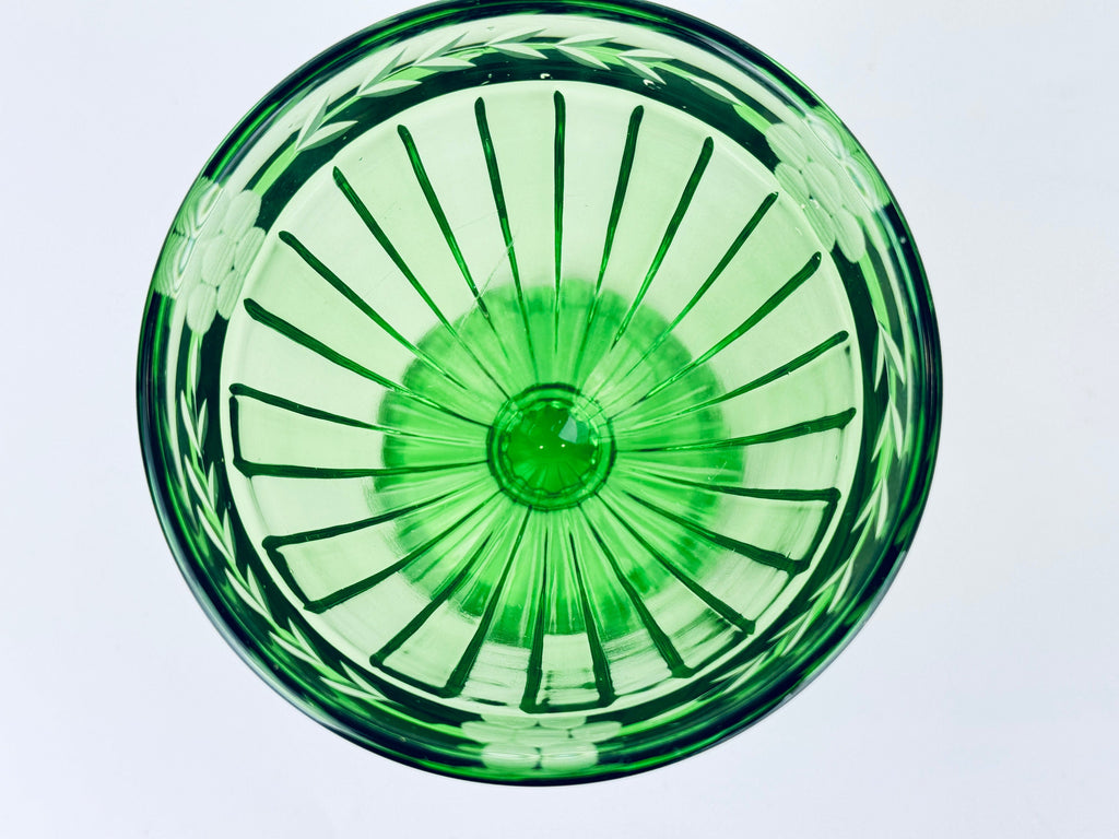 Product image for 'vintage anchor hocking forest green glass swirl candy bowl decorative bowl' (view c23b97)
