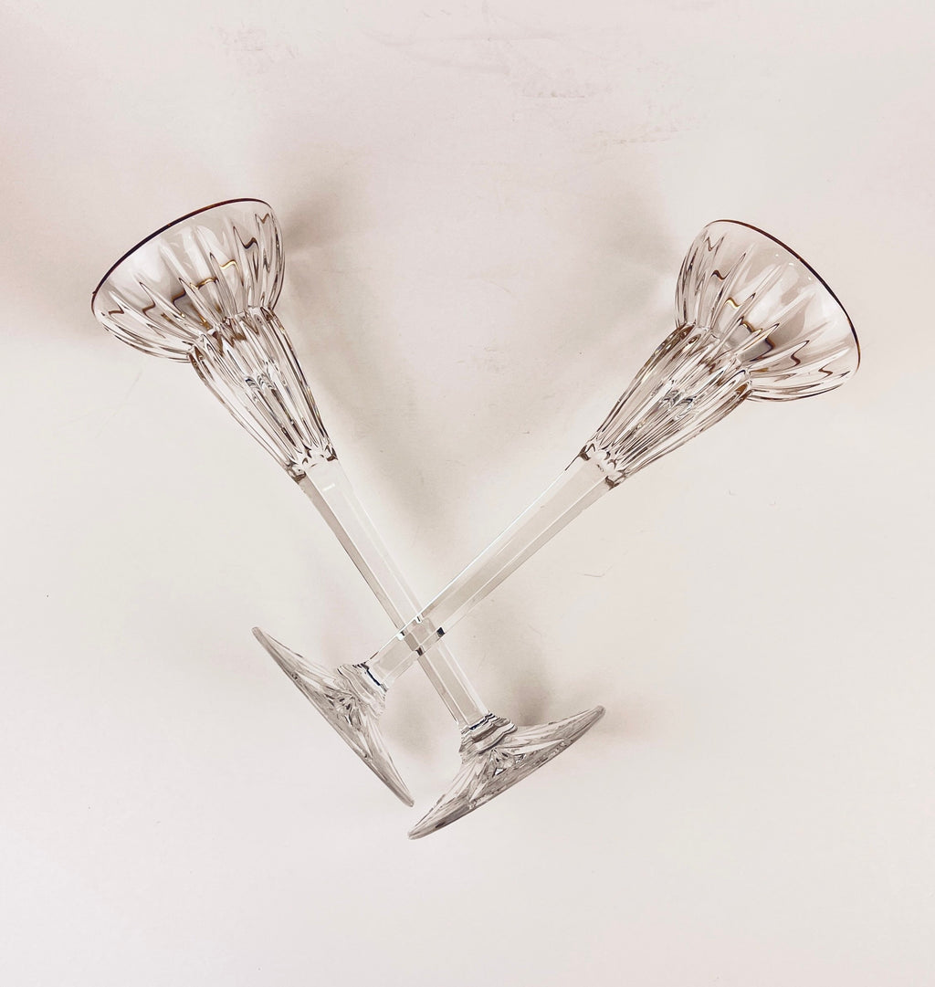 Product image for 'vintage crystal gold rimmed candlestick holders set of 2' (view 64c4f8)