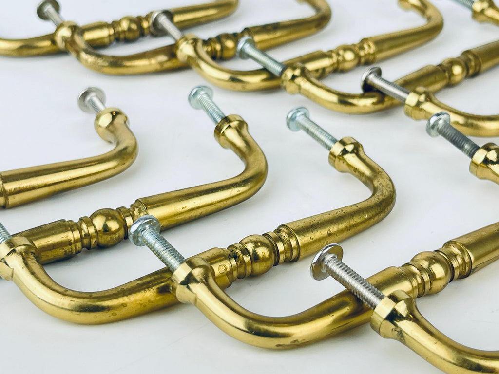 Product image for 'vintage horizontal solid brass drawer pull hardware attractive aged brass patina sold separately' (view ca19f8)