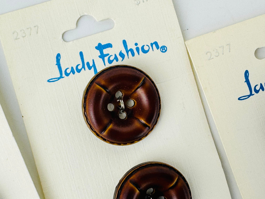 Product image for 'vintage lady fashion brown leather button packs packs sold separately' (view 1d0c42)