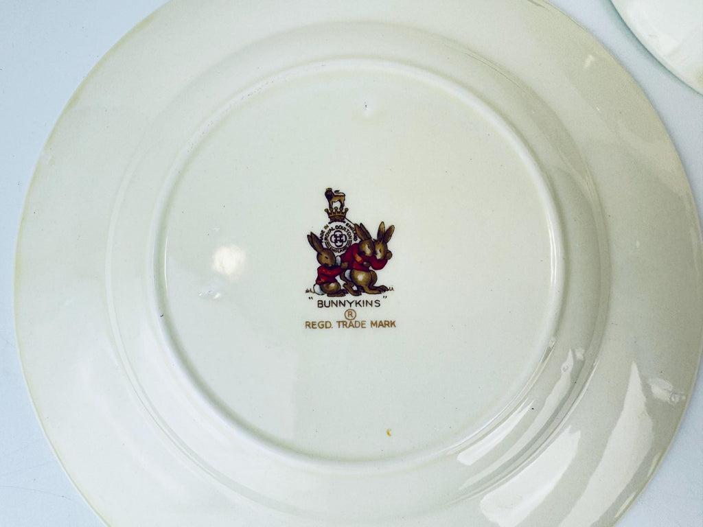 Product image for 'vintage bunnykins royal doulton plate bowl set cream ceramic 1950s english nursery dishware' (view deba94)