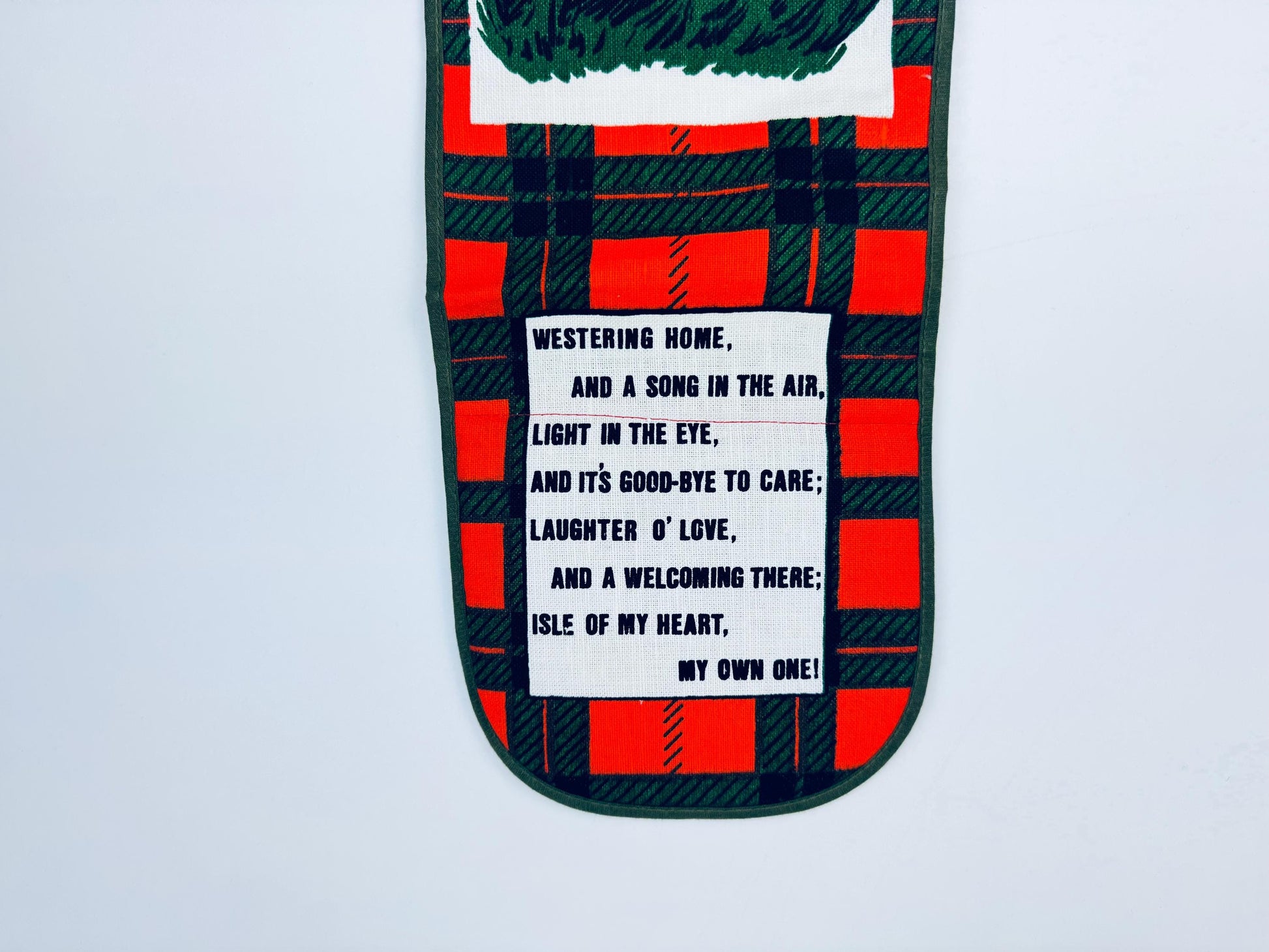 Product image for 'vintage scotland westering home bagpipes double oven mitt tartan plaid causeway uk' (view 6ab925)