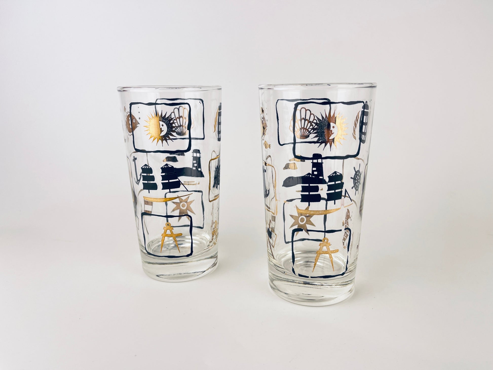 Product image for 'vintage dominion glass nautical pattern highball glasses set of two 2' (view a15cad)