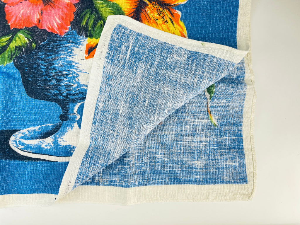Product image for 'vintage large floral print bermuda souvenir linen tea towel tapestry kitchen statement towel made in ireland by lamont' (view 7c1dab)