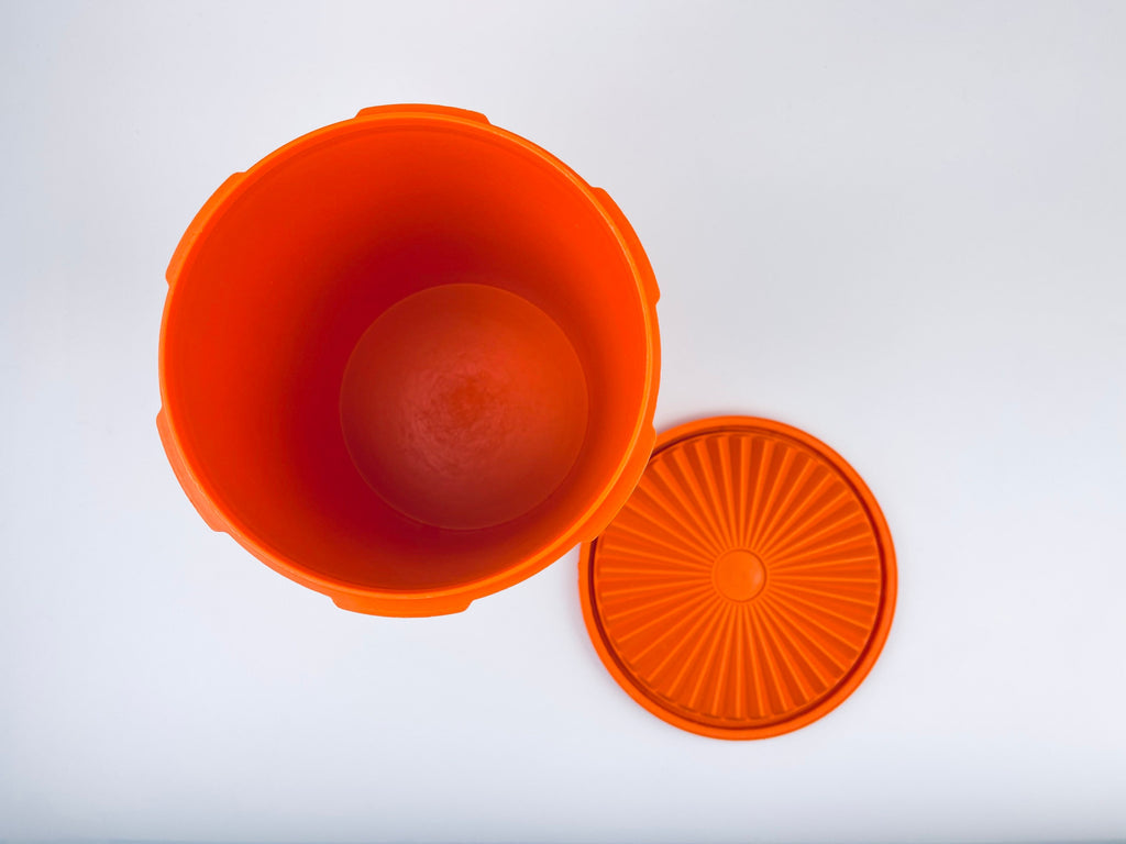 Product image for 'vintage harvest orange plastic tupperware countertop servalier container 809 3 maxi canister' (view 1d6f5b)