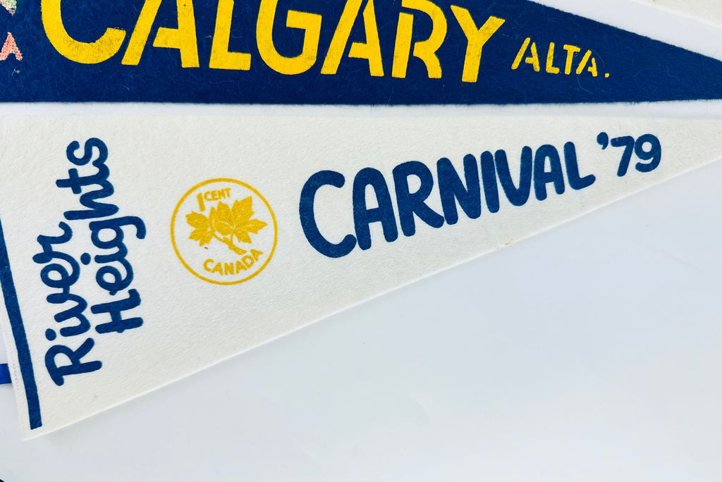 Product image for 'vintage canadian souvenir large tapered pennant wall hangings sold separately calgary alberta mile 1016 alaska highway cambridge bay' (view 62ecf1)