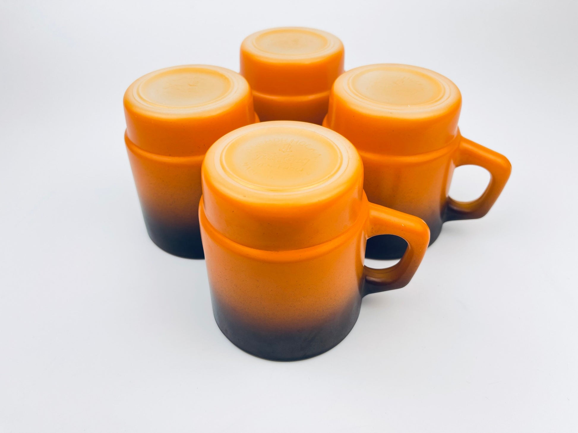 Product image for 'vintage anchor hocking fire king orange brown ombre milk glass mugs made in usa sold individually' (view cc954a)