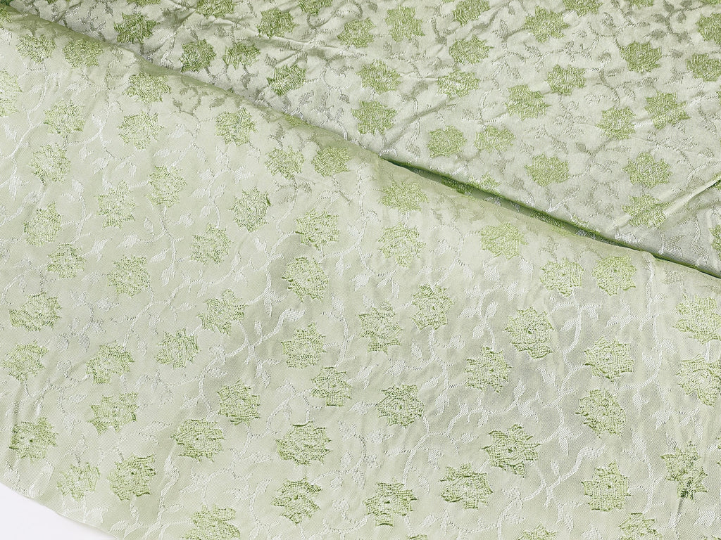 Product image for 'vintage charmeuse brocade green floral fabric 30 x 41' (view d790d3)