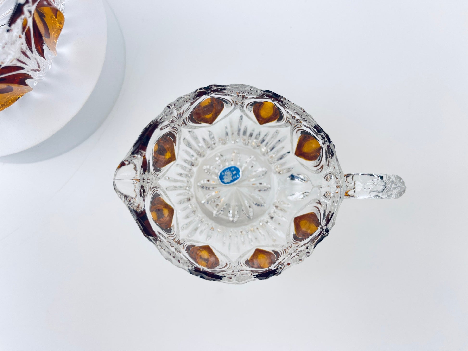 Product image for 'vintage cut crystal glass amber cream sugar bowl oval pattern made in western germany new old stock' (view 07bfb1)