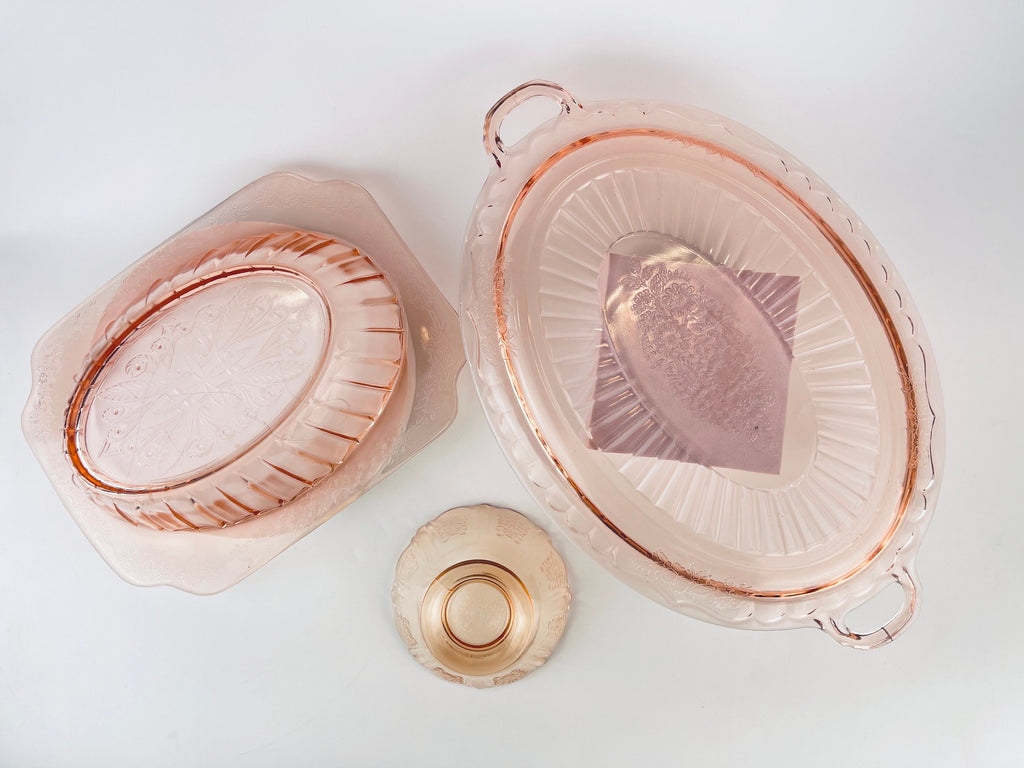 Product image for 'vintage pink sweetheart pattern depression glass macbeth evans sold separately' (view ff6252)