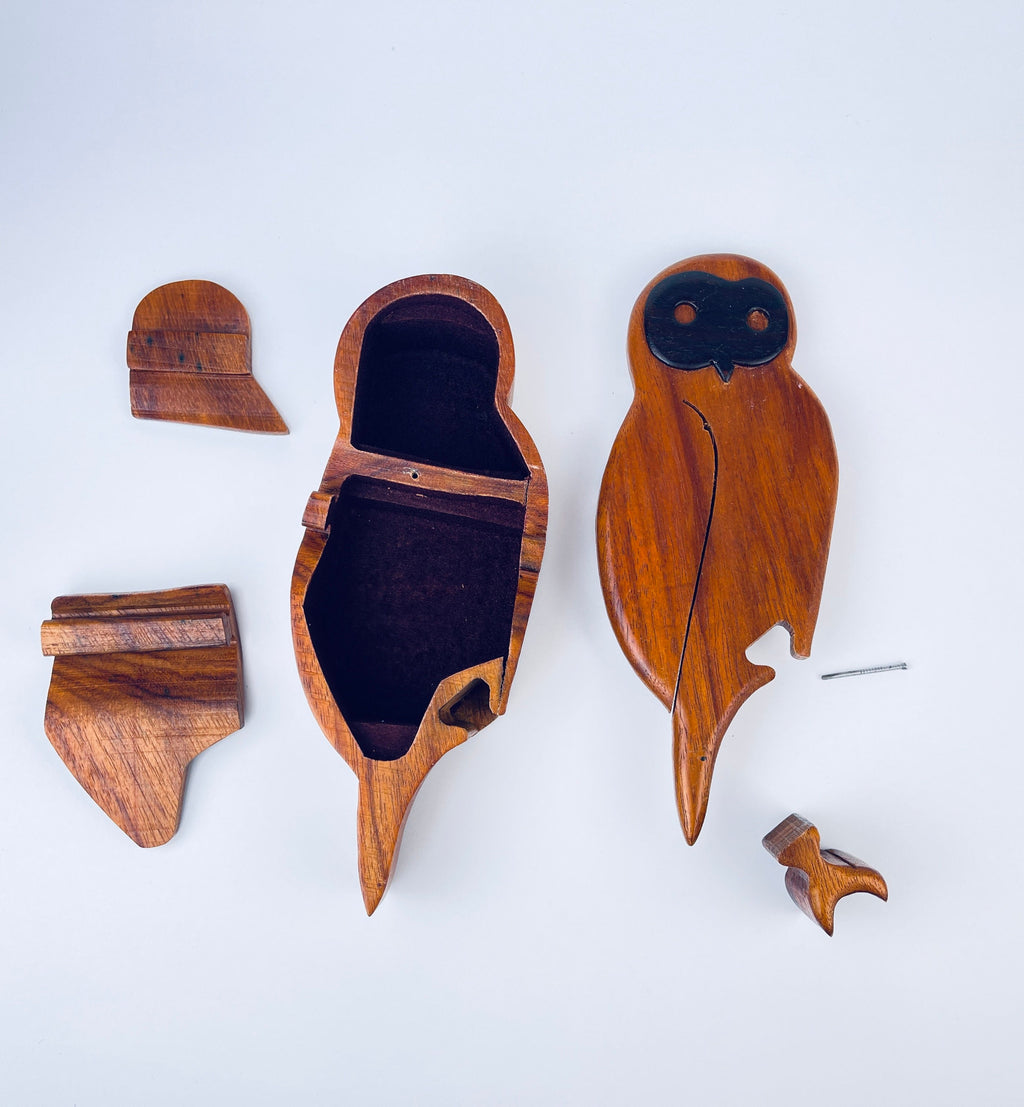 Product image for 'woodland whimsy vintage handmade owl puzzle keepsake box' (view 2f968c)
