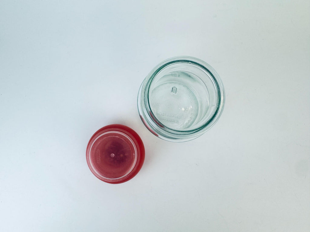 Product image for 'vintage bright red glass lid apothecary airtight glass jar made in belgium' (view 7df867)
