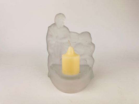 Product image for 'vintage frosted glass christmas votive candleholder mary joseph jesus nativity scene' (view c50833)