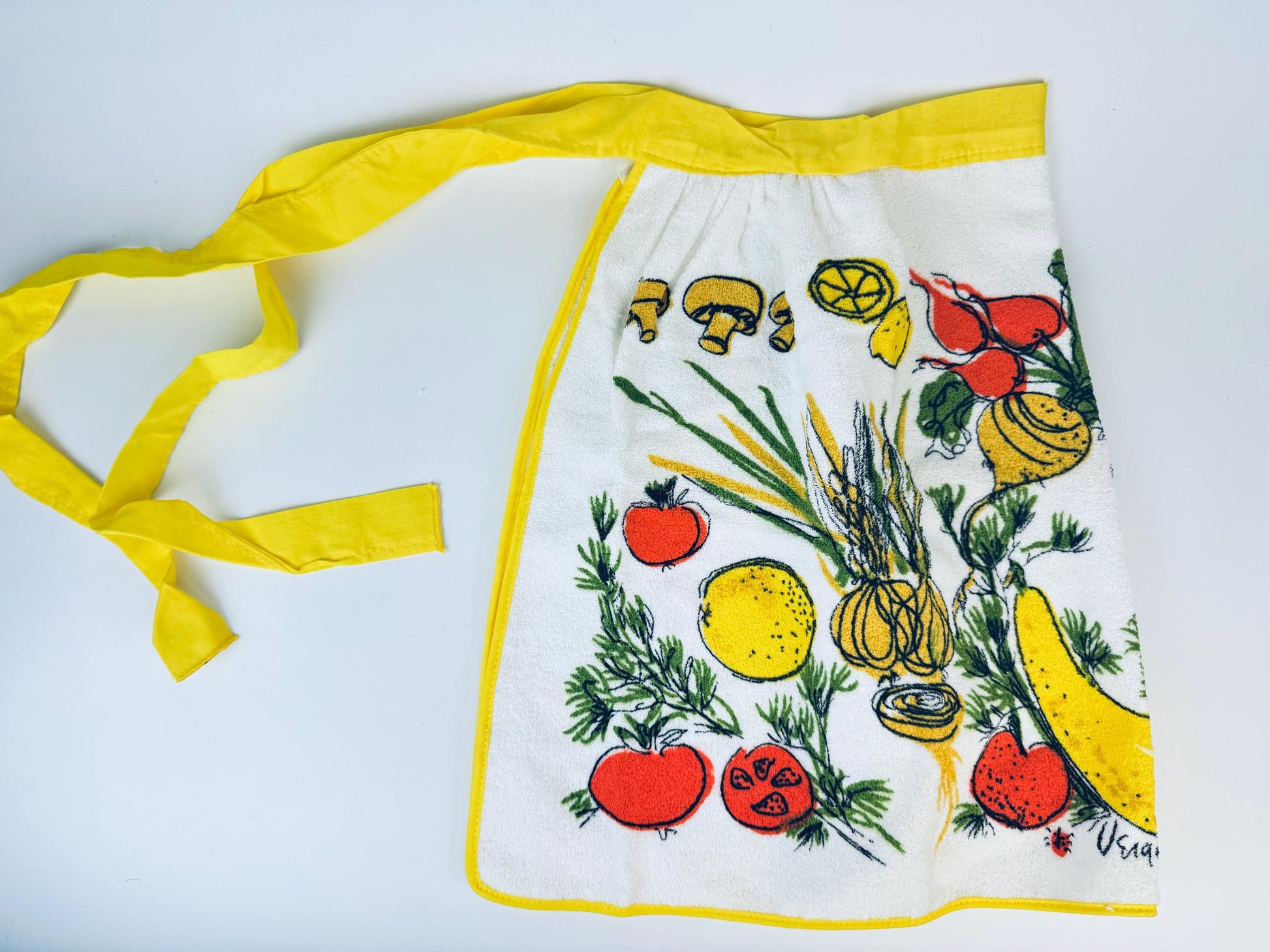 Product image for 'vintage vera garden salad kitchen vegetables hand towel apron made in usa by cannon items sold separately new old stock nos' (view 32fee7)