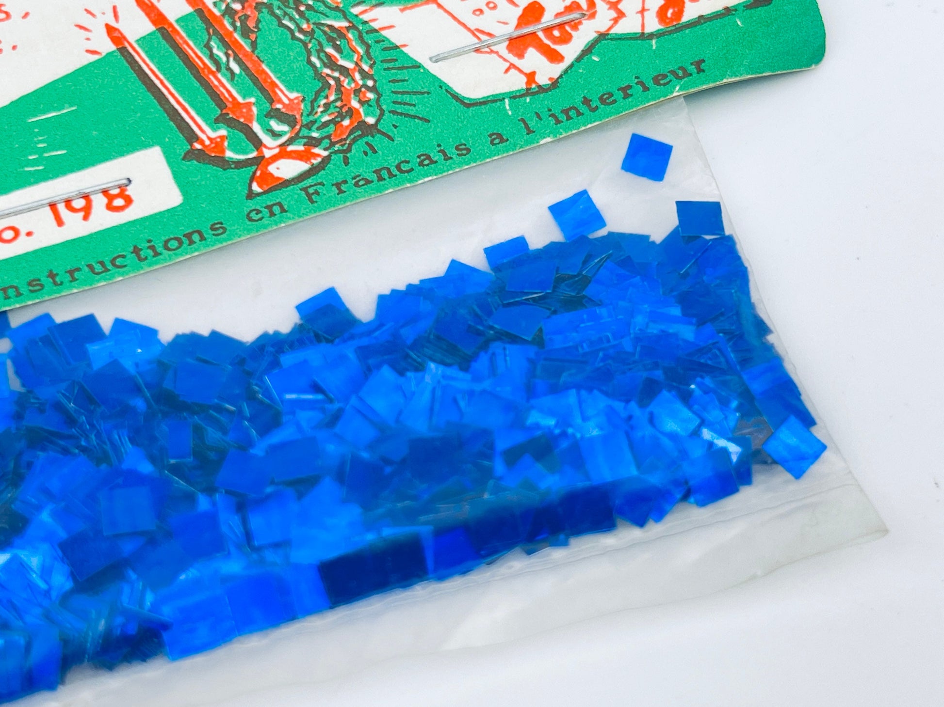 Product image for 'vintage holiday blue sparkle dust confetti glitter gift embellishment new old stock nos hanukkah christmas gift wrap glitter' (view b6f58b)