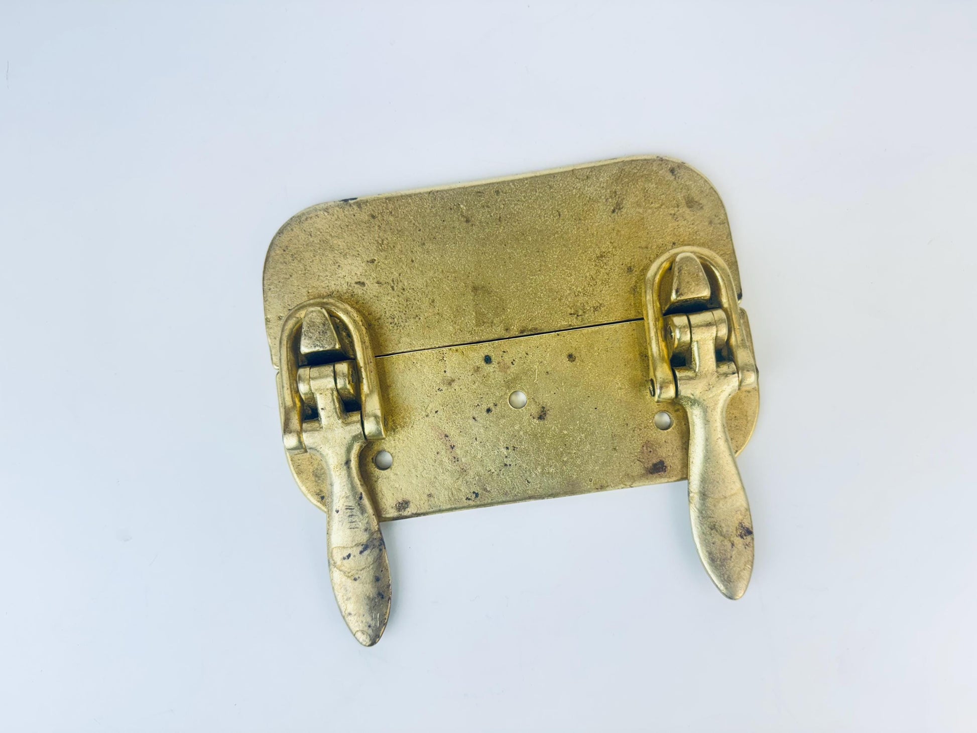 Product image for 'vintage solid brass double latch hardware attractive aged metal patina' (view 21674c)