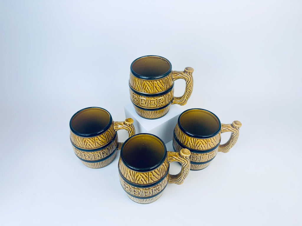 Product image for 'vintage ceramic beer barrel ceramic mugs set of four 4 made in japan' (view c1eb17)