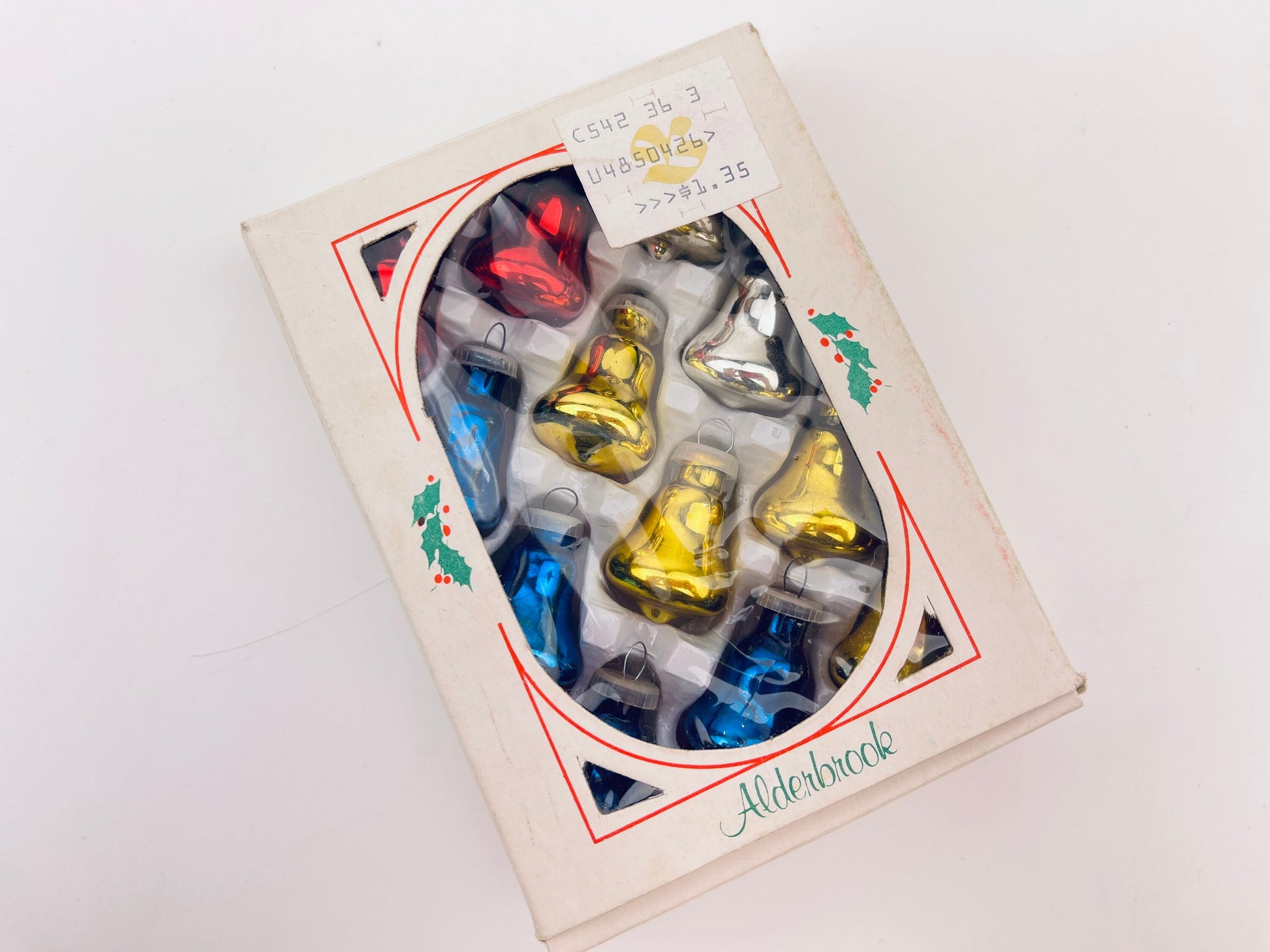 Product image for 'vintage multi colour bell glass christmas tree ornaments set of twelve 12 alderbrook' (view 804e1e)