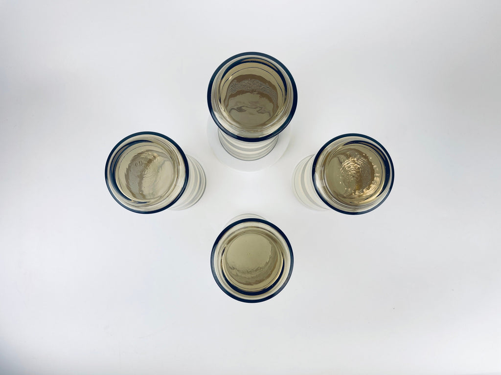 Product image for 'vintage beige brown striped water glasses set of four 5' (view 01f568)